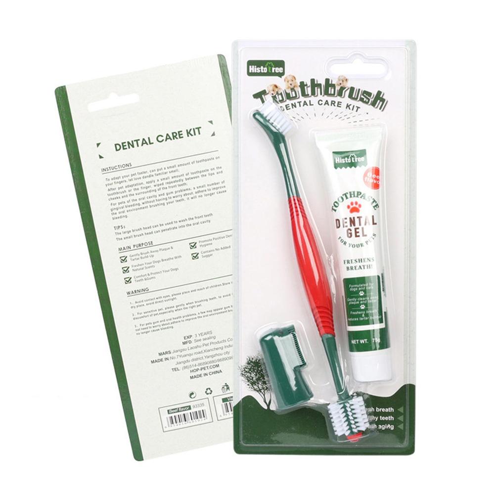 Pet Healthy Edible Toothpaste With Toothbrush Dog Cats Care Toothpaste Flavor Vanilla Mouth Teeth Cleaning Beef Flavor Dog J5M7