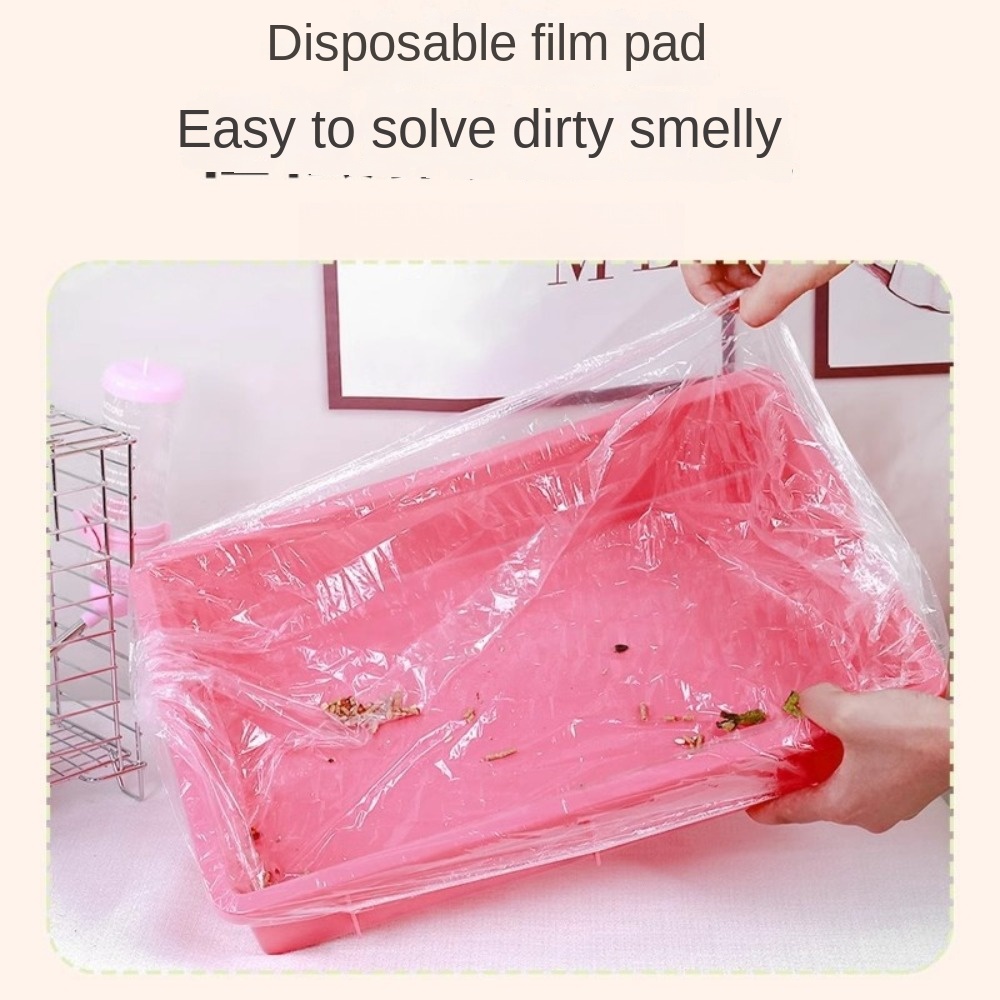 10pcs Durable Disposable Pet Tray Cover Transparent Elastic Film Cover XS/S/M/L/XL Rectangular Bird Cage Tray for Dog Cat