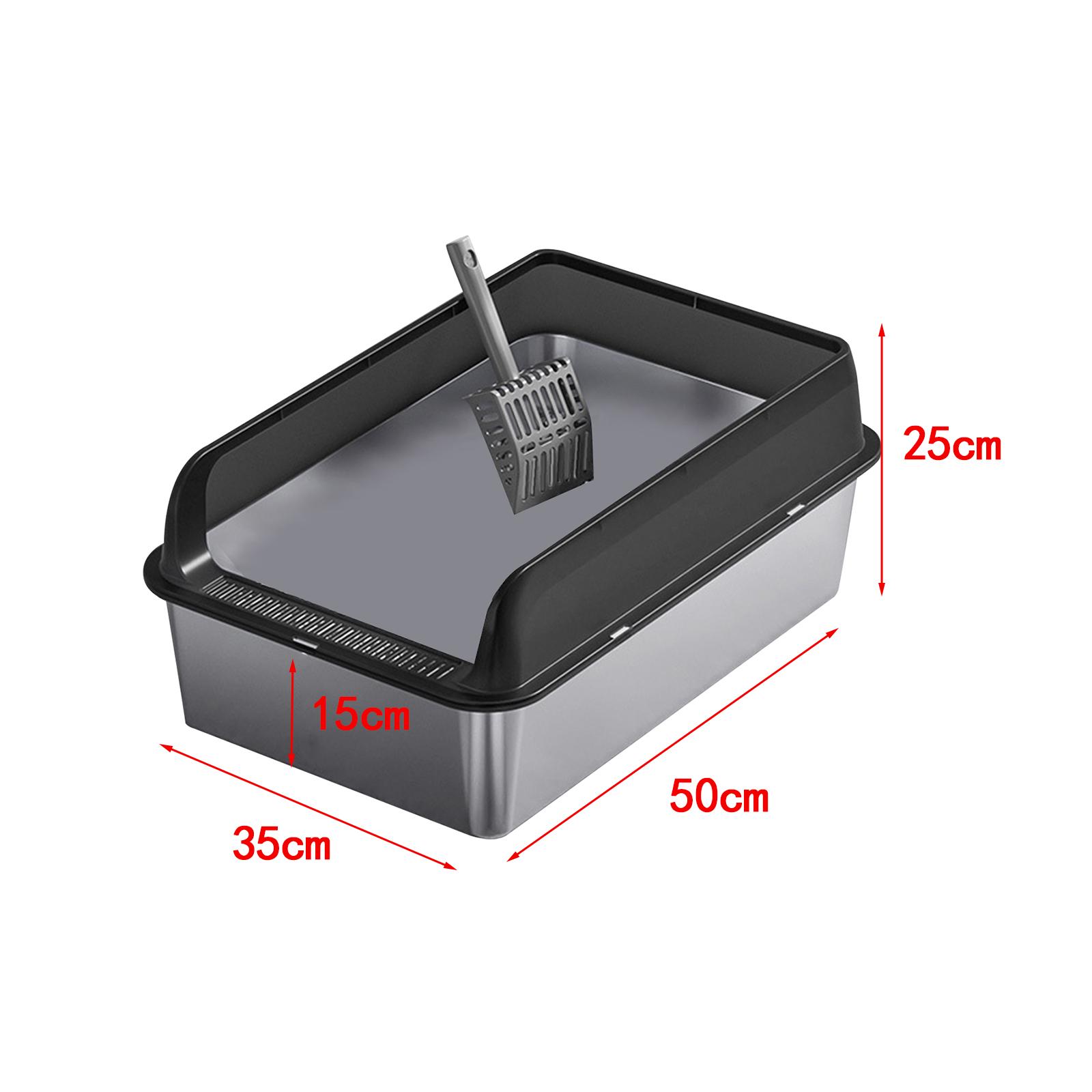 Stainless Steel Cat Litter Box Open Top Cat Sand Basin Cat Sandbox Pet Supplies