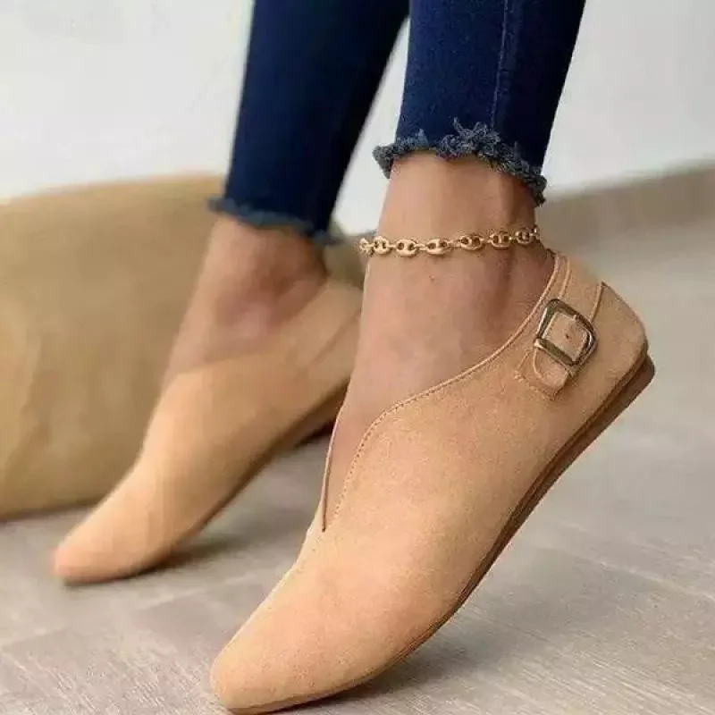 2025 NEW Loafers Suede Summer Women Flats Retro Pointed Toe Slip on Casual Shoes atos Mujer Plus Size Breathable V Port f