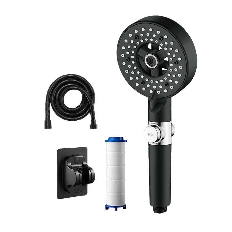 Chrome 5-Mode High-Pressure Shower Head Set w/ 1.5m Hose and Bracket