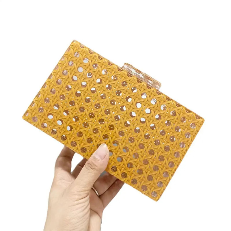 Evening Bag Shoulder Fashion Acrylic Vintage Rattan Chain Clutch Womens Handbag er Prom Party Bags in Handbag 240903