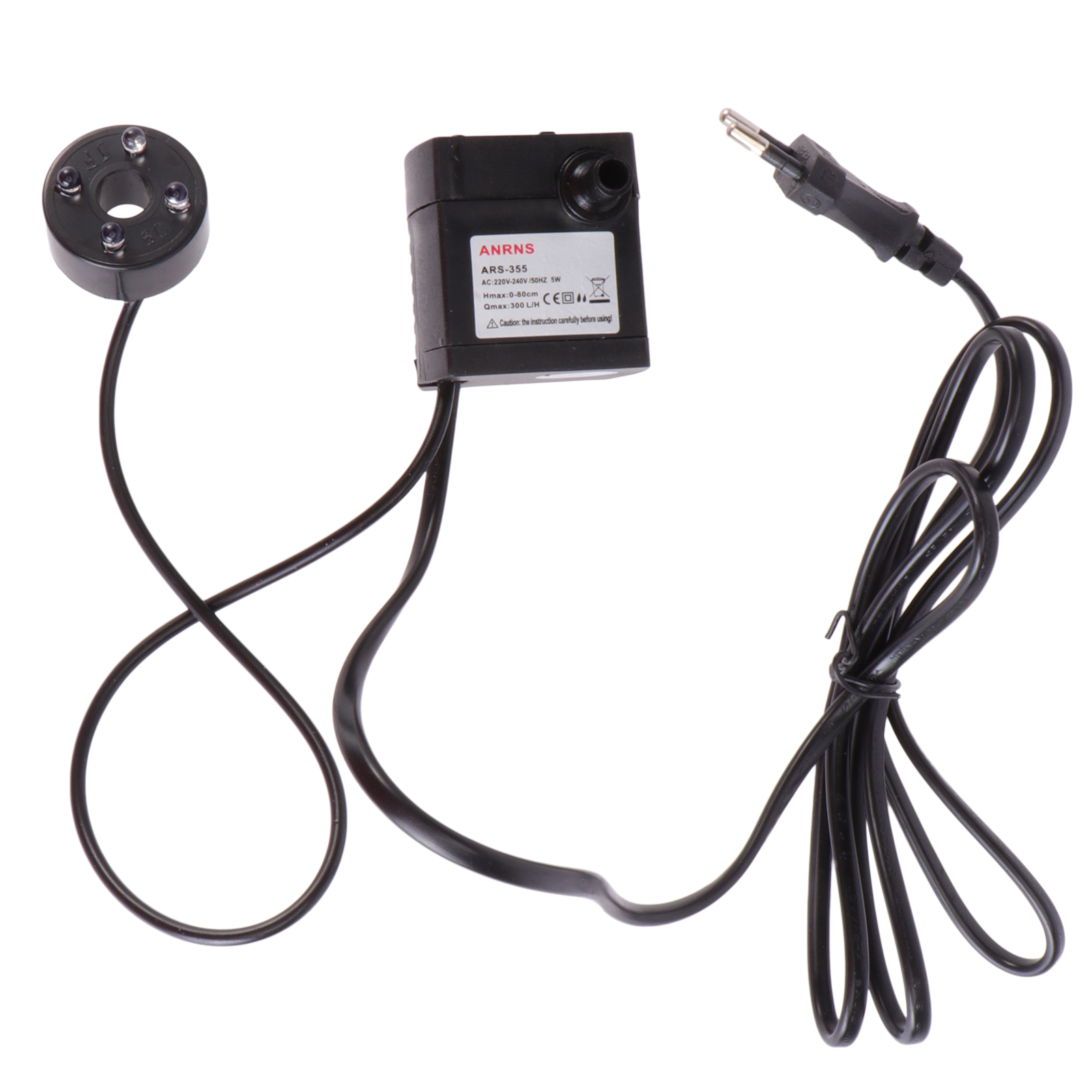 25W Powerful Submersible Water Pump with LED Light Adjustable Water Flow for Fountains Ponds Aquarium Fish Tank Statuary with EU