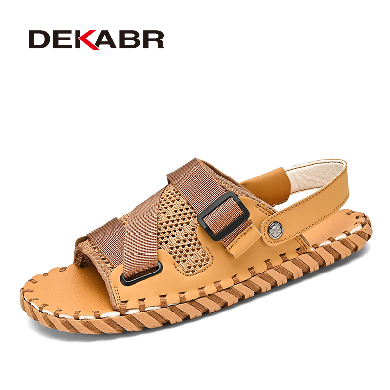 DEKABR New Men's Tide Summer New Mesh Outdoor Leisure Hollow Sandals Beach Handmade Quality Fashion Men Shoes 90Fb