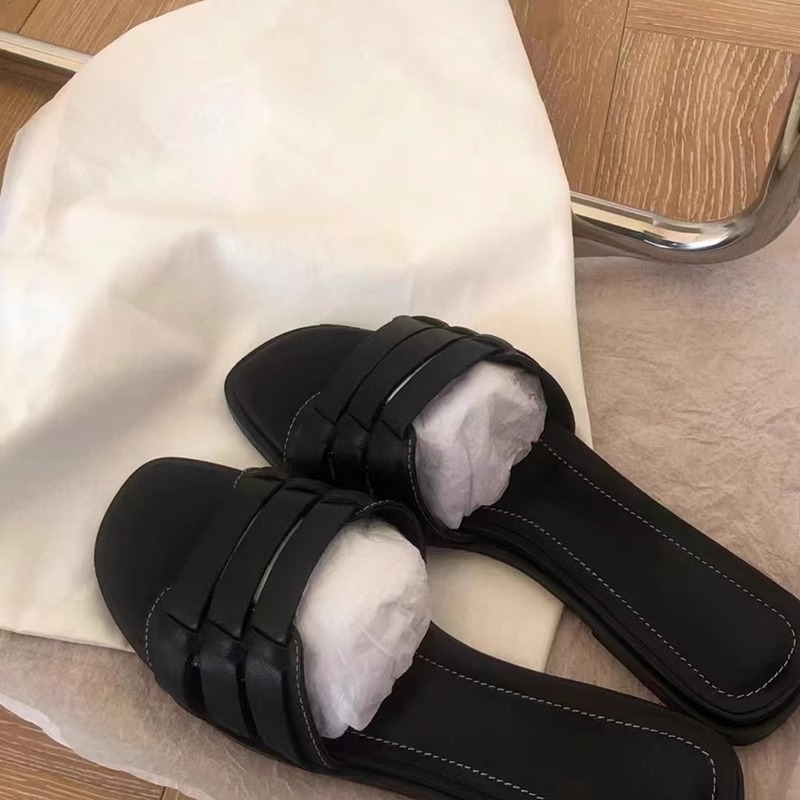 Womens New Summer Trend Buckle Flat Casual Shoes Home Slippers Luxury Daily Shallow Slip-ons Party Women's Sandals Large Size 41