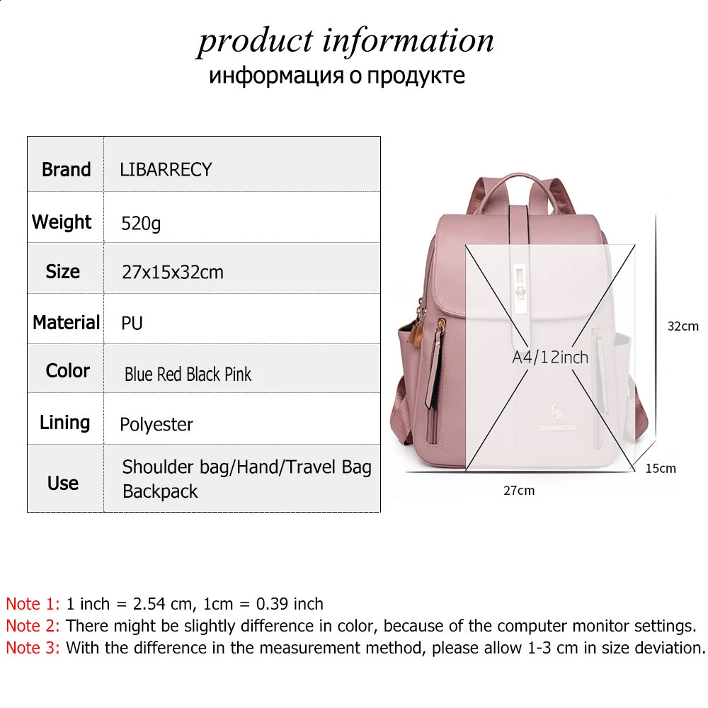Large Capacity Women Backpack Purses High Quality PU Leather Female Vintage Bag School Bags Travel Bagpack Ladies Bookbag Bolsos 240903