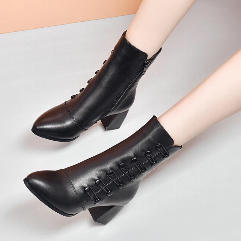 Brand Chunky 2024 New High Heels Shoes designer Sexy Women Ankle Boots Big Size botas mujer