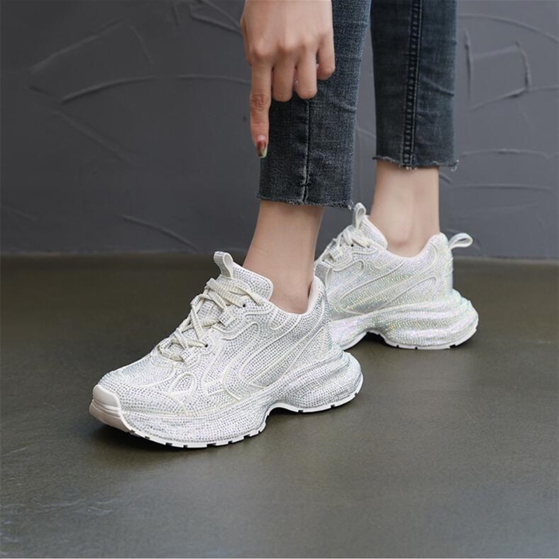 AIYUQI Women Sneakers Sheepskin 2024 New Rhinestone Rashion Women Flat Casual Shoes Large Size Sneakers For Women