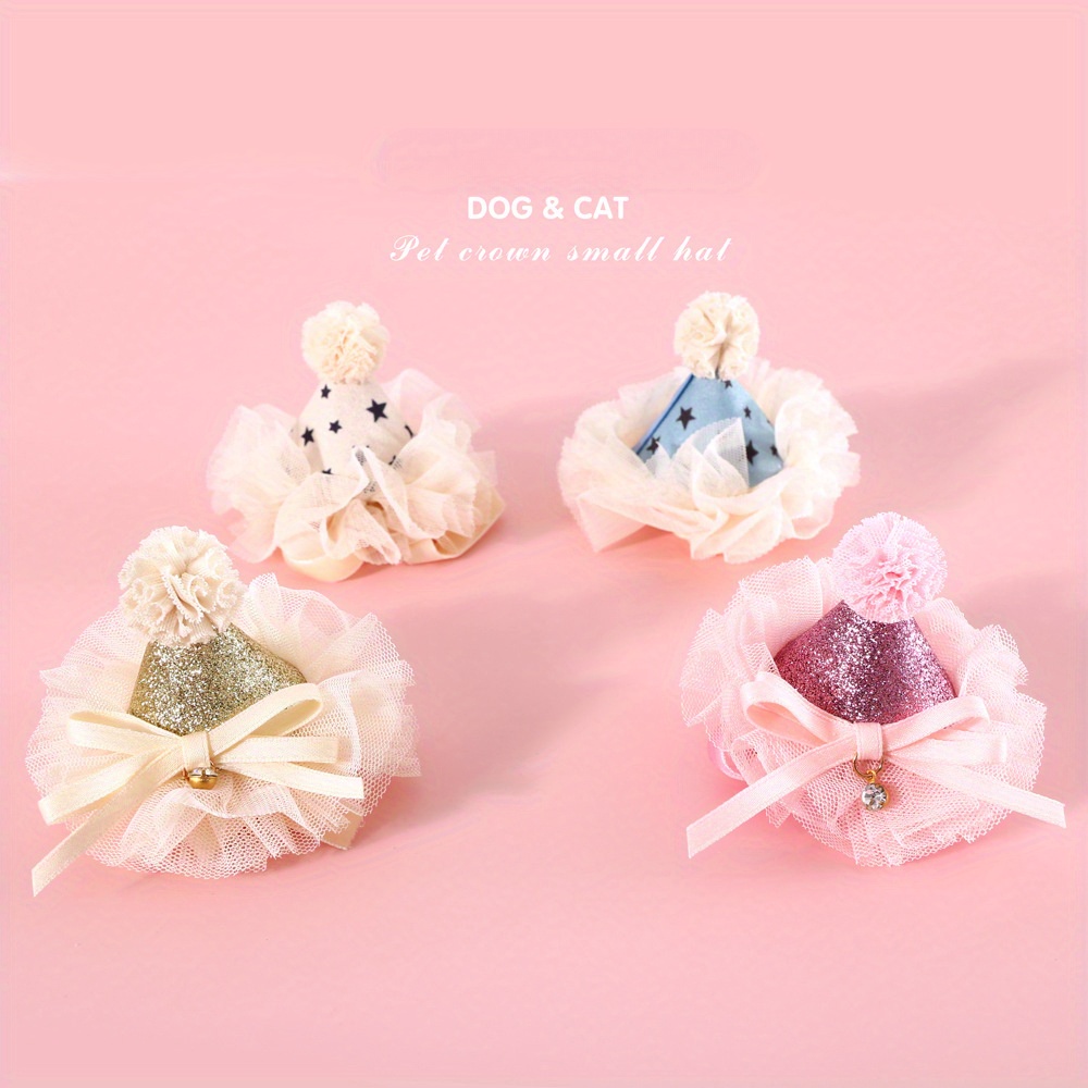1pc pet cat dog fairy lace three-dimensional birthday hat pentagram tiara butterfly wedding princess
