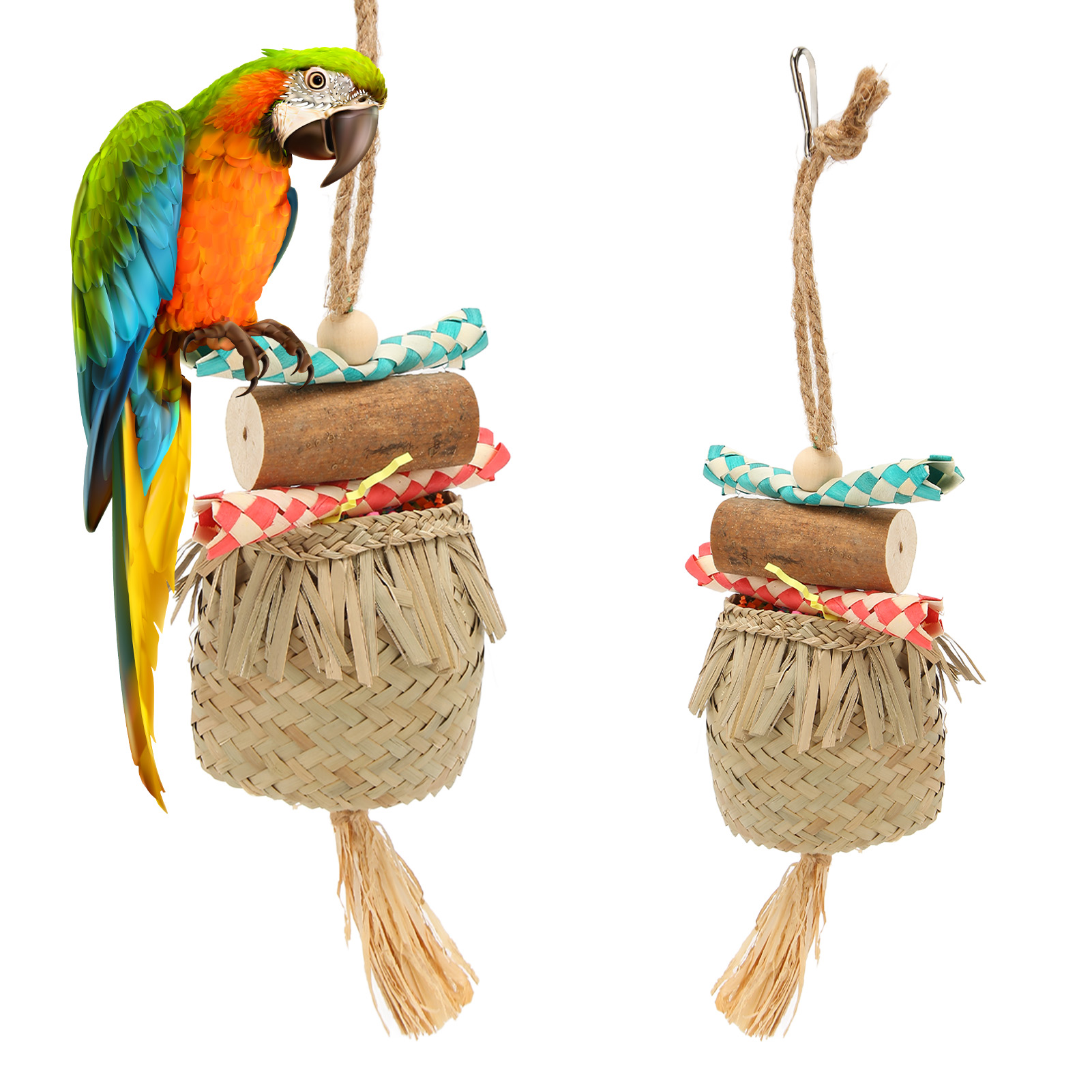 Bird Cage Foraging Toys Palm Leaf Shredded Paper Parrot Chewing Toy For Cockatiel Lovebirds
