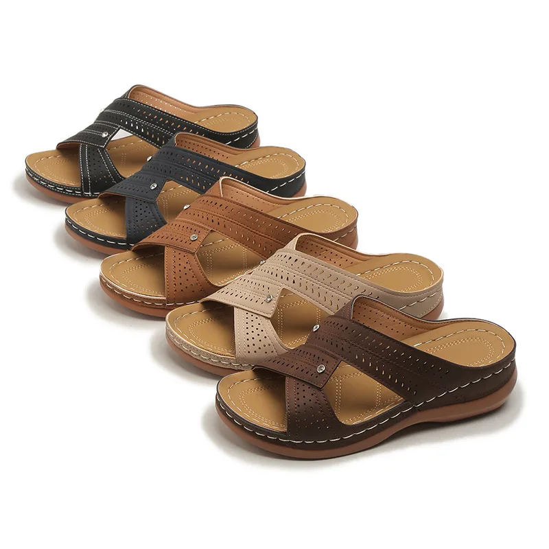 Women Orthopedic Slippers Wedge Sandals Comfy Platform Ladies Casual Big Toe Retro Correction Sandal Plus Size 43