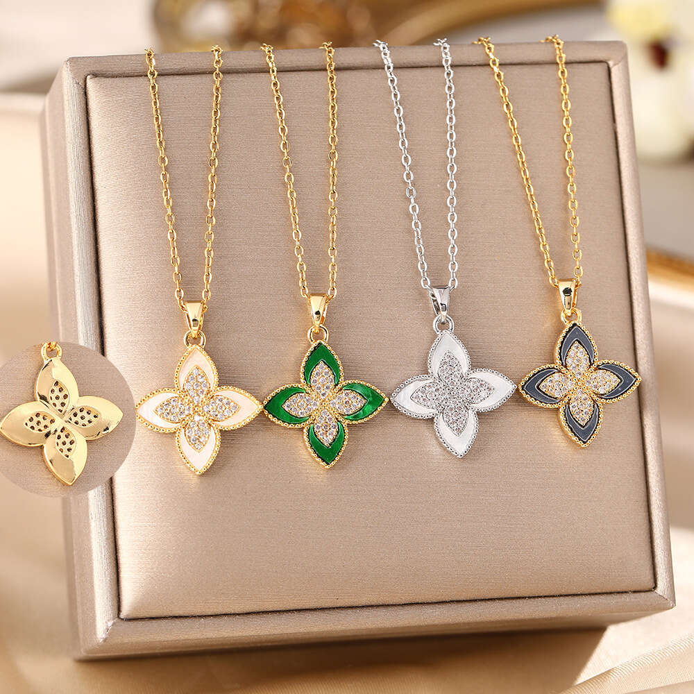 Clover necklace For Men and Women Luxury Designer jewelry 4/ Leaf necklace 18K Gold Silver Plate Agate Diamond Fashion Charm Chain Wedding Gift Party 