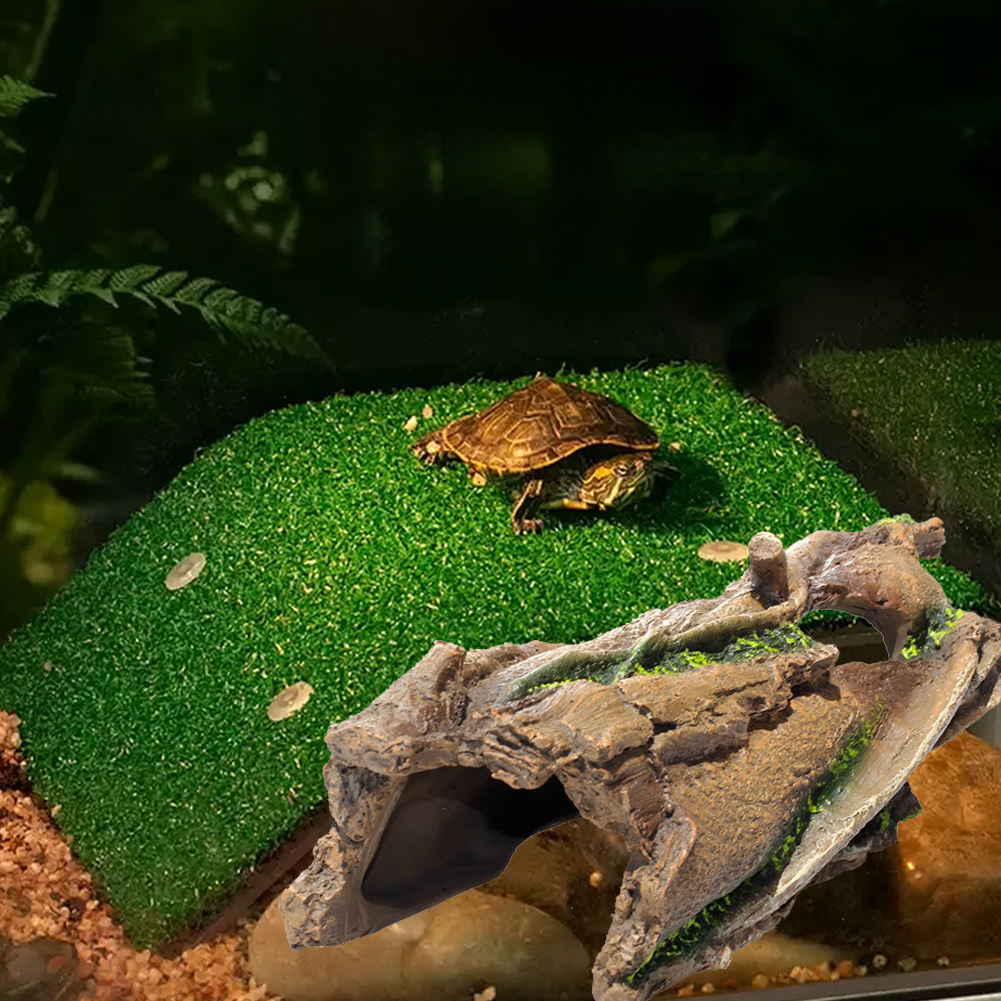Lizard Reptile Hide Hollow Tree Trunk for Aquarium Fish Tank Bearded Gecko Tank Basking Platform Shrimp Betta Fish Hideout