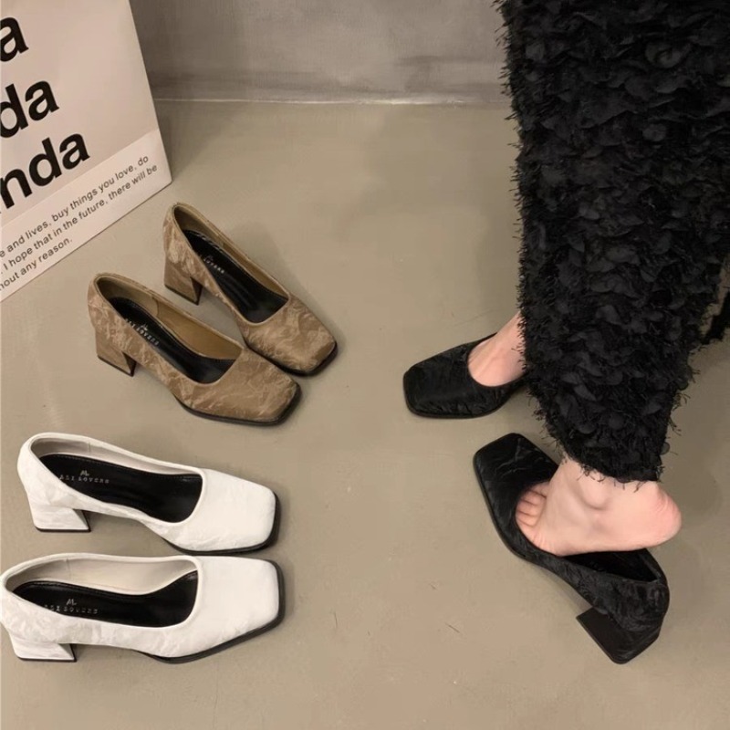 New 2024 Woman High Heels Party New Wedding Square Toe Spring Summer Ladies Shoes Size 35-39 Fashion Casual Pumps fa14