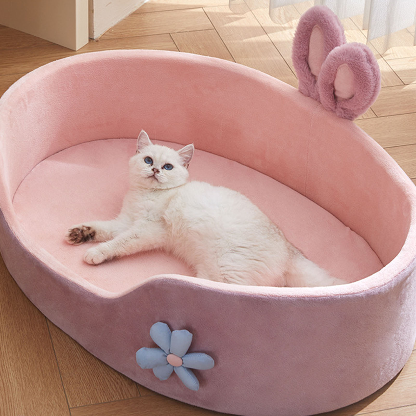 Detachable Sleeping Bed for Dogs and Cats, Soft and Comfortable, Washable, Pink, Warm, Four Seasons
