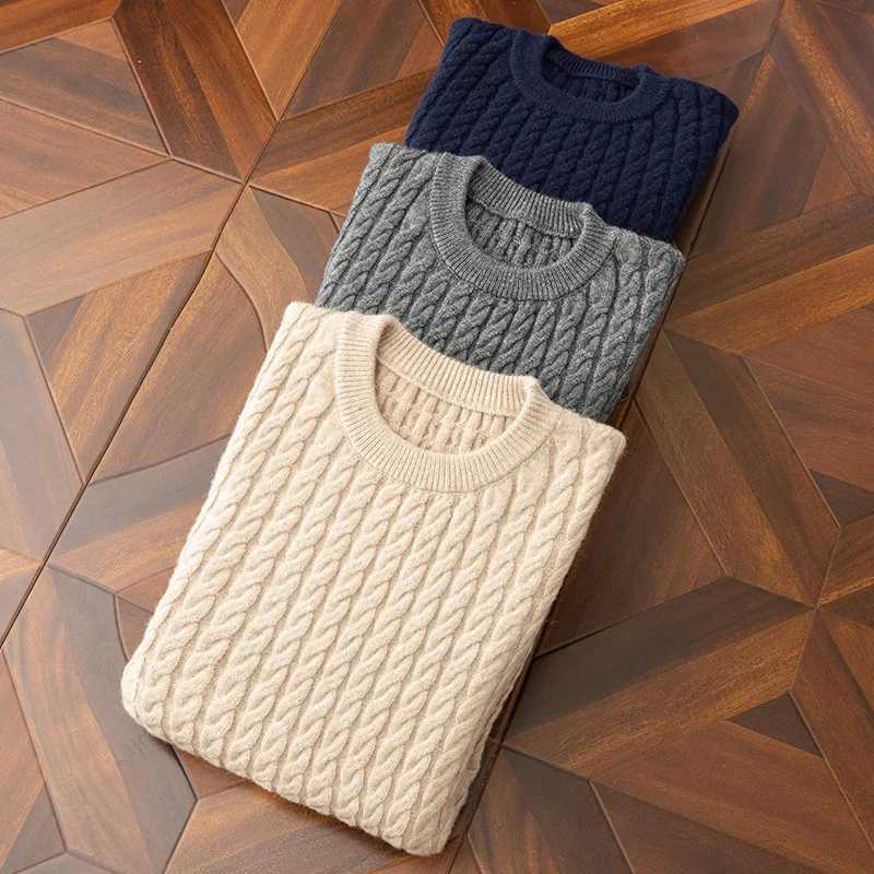 Autumn and winter cashmere sweater mens cashmere sweater mens pullover Fried Dough Twists knitwear mens sweater pullover M241214
