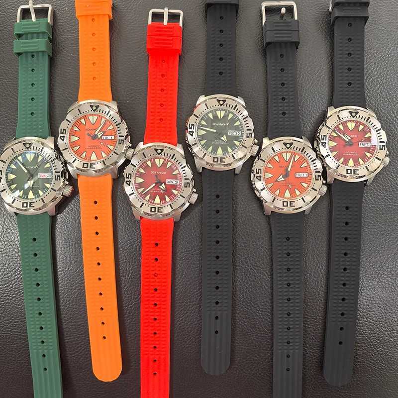 Sea Knight Monster V2 Mens Diving Watch Sapphire 200M Waterproof Orange Dial Stainless Steel NH36 Automatic Mechanical Watch W240902