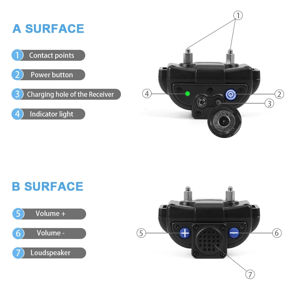 2000M Remote Control Dog Training Collar Walkie-Talkie Bark Collar Rechargeable Waterproof Shock Collar for Small Large Dogs