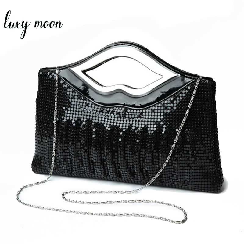 Ladiess Evening Clutch Purse and Handbag Luxury Designer Black Gold Silver Bag Sequin Shoulder Female Wedding 240903