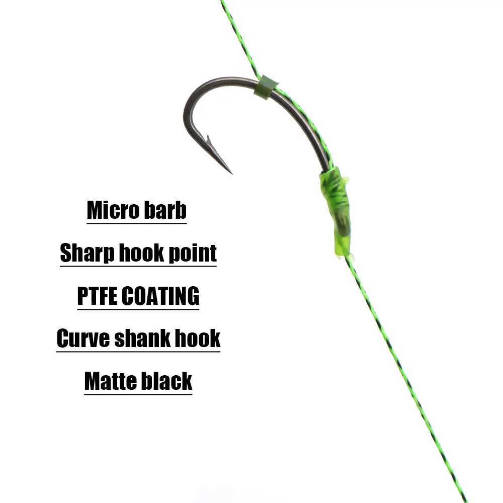 6 Carp fishing gear accessories ready-made hair tie with hook 35 pound braided fishing line QC swing sleeve Carp TackleW240903