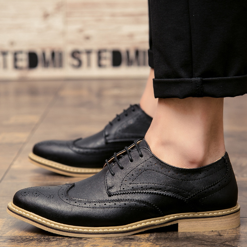 2025 new Brand Italian Business Oxford Lace Up Pointed High-end Men's Brogue Leather Increased Height British Shoes f3d5