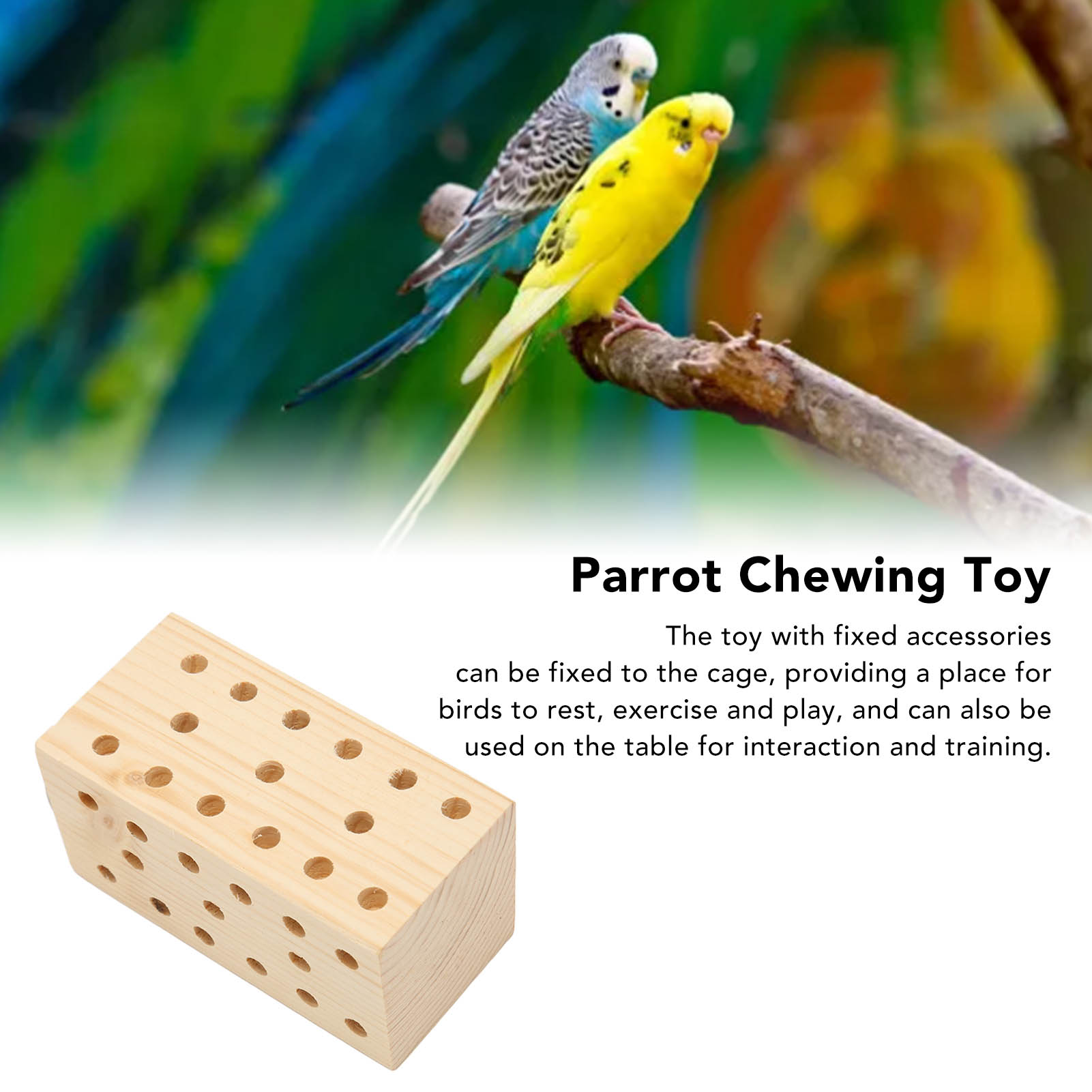 Bird Wooden Block Chewing Toys Parrot Puzzle Foraging Training Toys Shredding Biting Wood Teething Toys