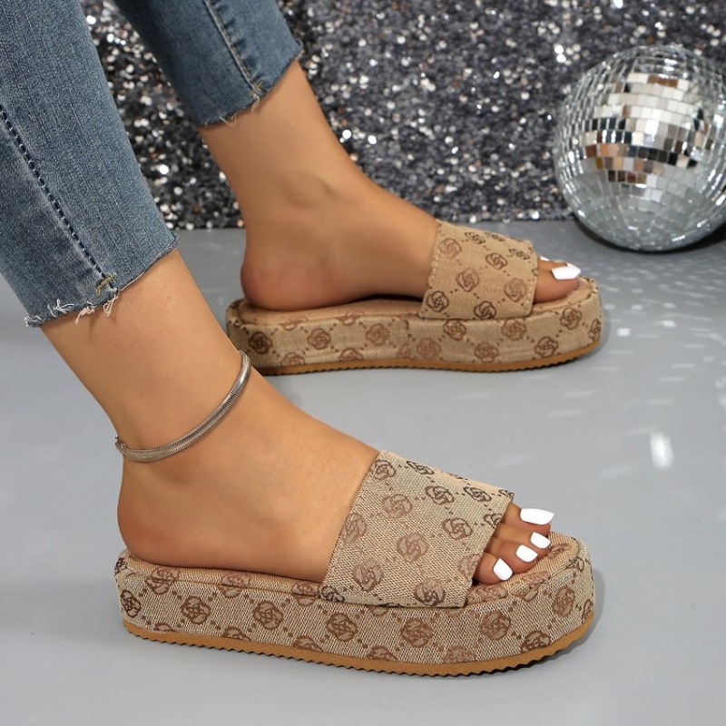 Designer Women Platform Slippers 2024 Summer Slides Women Shoes Flat Sandals Outdoor Bling Sandals Ladies Beach Shoes Sandalias