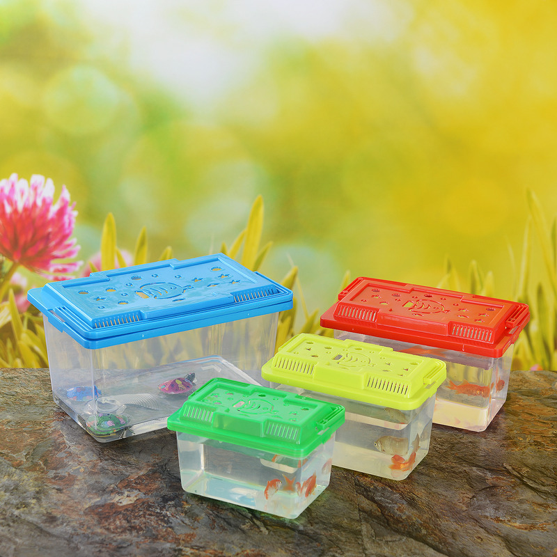 Small and Medium Portable Plastic Fish Tank Turtle Jar Transparent Pet Box Crawler Feeding Box Transport Box