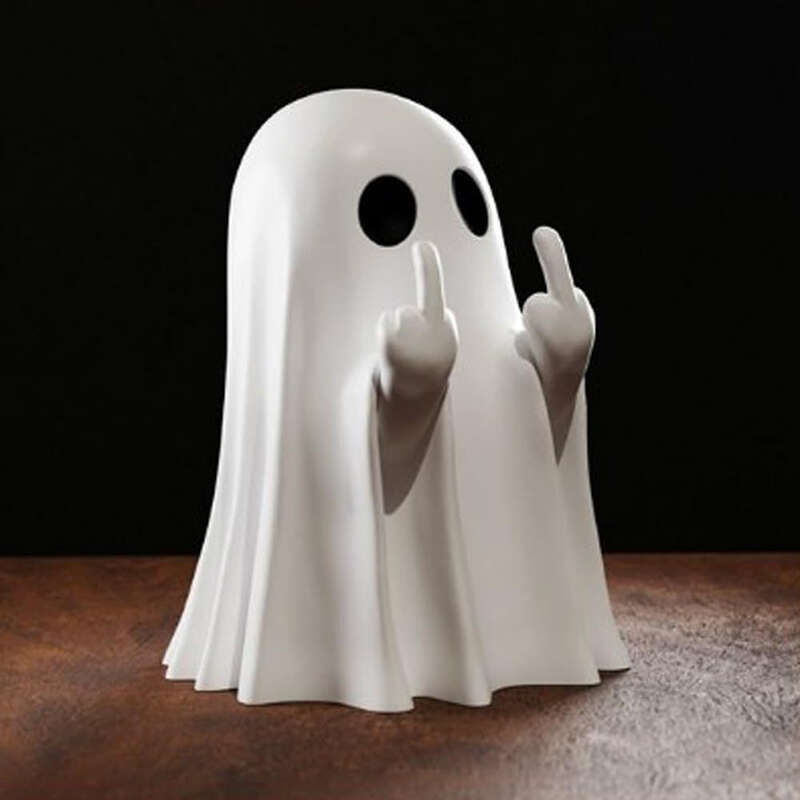 Middle Finger Cute Statue, Ghosts Small Scary Ghost Figurines, Halloween Home Decorations, Coffee Table Centerpieces Shelf