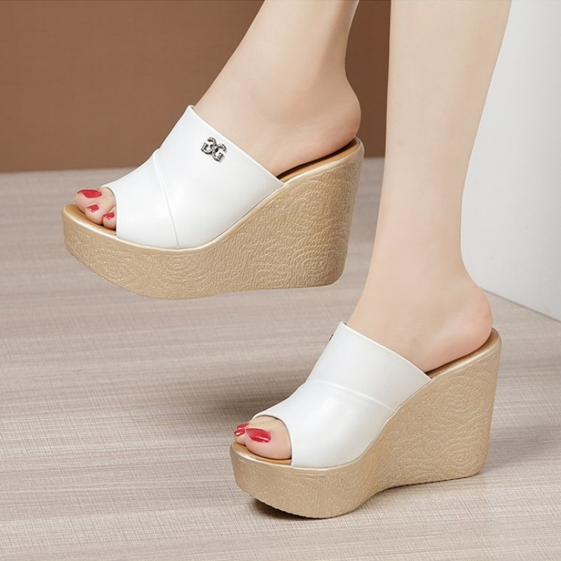 11cm High Heel Wedges Sandals For Women 2024 Summer New Platform Fashion Footwear Red Black White Large Size Sandals