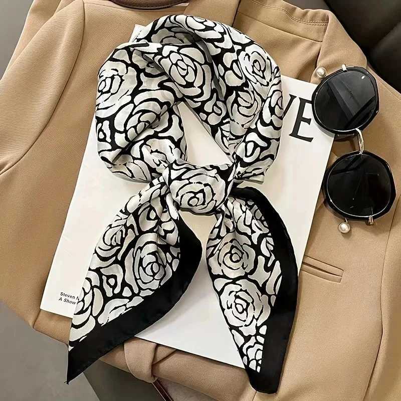 2024 new silk square scarf satin shawl headscarf Fem headband wrist luxury kerchief 70 * 70cm Echape X250319