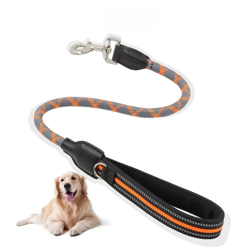 Short Dog Leash Strong Nylon Reflective Traffic Leash Comfortable Padded Handle- Short Training Lead for Small Medium Large Dogs