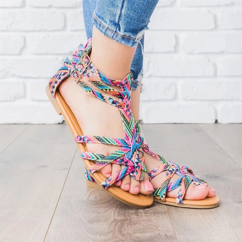 Women Sandals Gladiator Shoes 2022 Summer Flats Slippers Outdoor Beach Casual Ladies Shoes Bohemian Woman Slides Zapatos Mujer