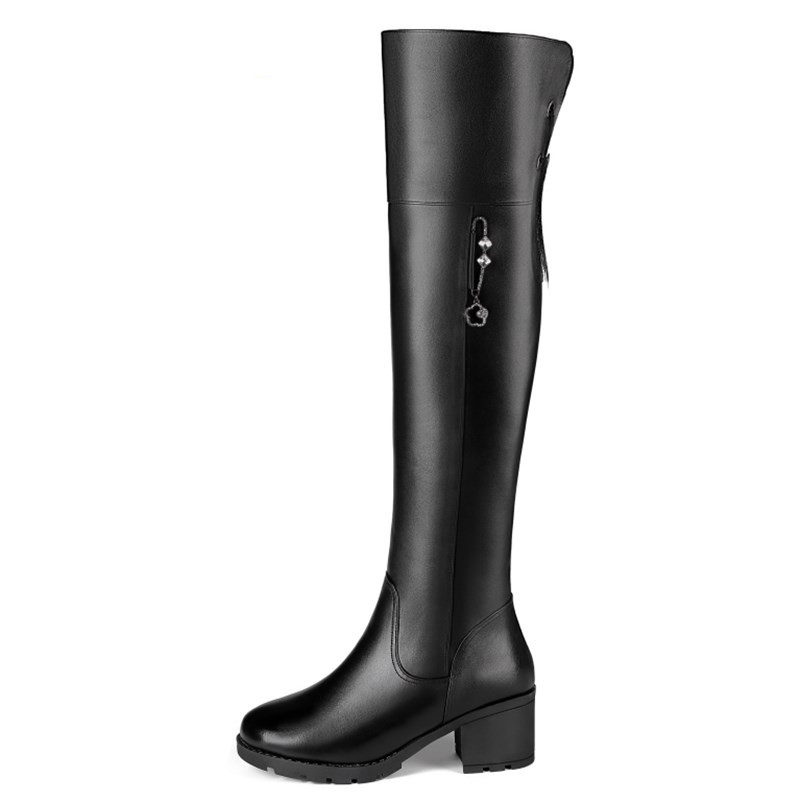 AIYUQI Womens Knee High Boots Winter 2024 Genuine Leather Women Long Boots Stylish Warm Wool Whiny Women High Boots