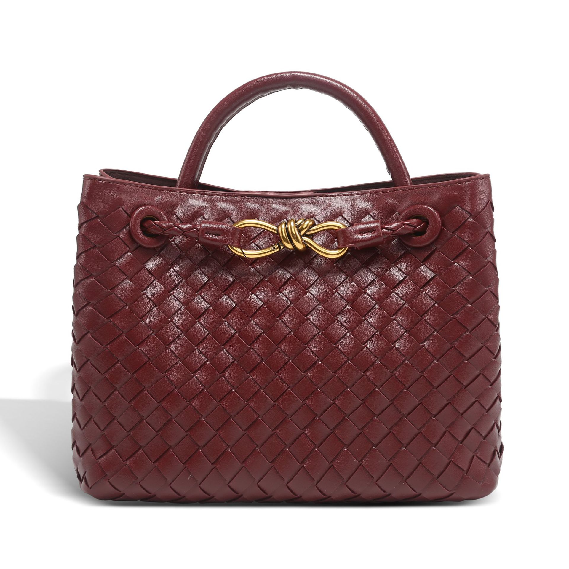 Bow metal rope genuine leather woven explosive versatile and simple tote bag, 2025 new shoulder bag, hand-held large capacity retro women's bag