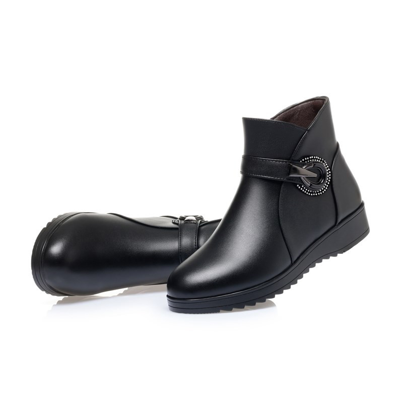 AIYUQI Mother Winter Boots Wedges Large Size Ladies Short Boots Shiny New Natural Wool Warm Non-slip Female Snow Boots