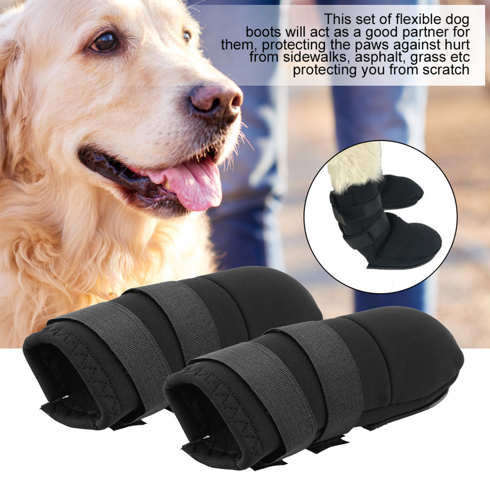 2pcs Dog Boots Shoes For Different Size Dogs With Two Adjustable Straps AntiSlip Sole