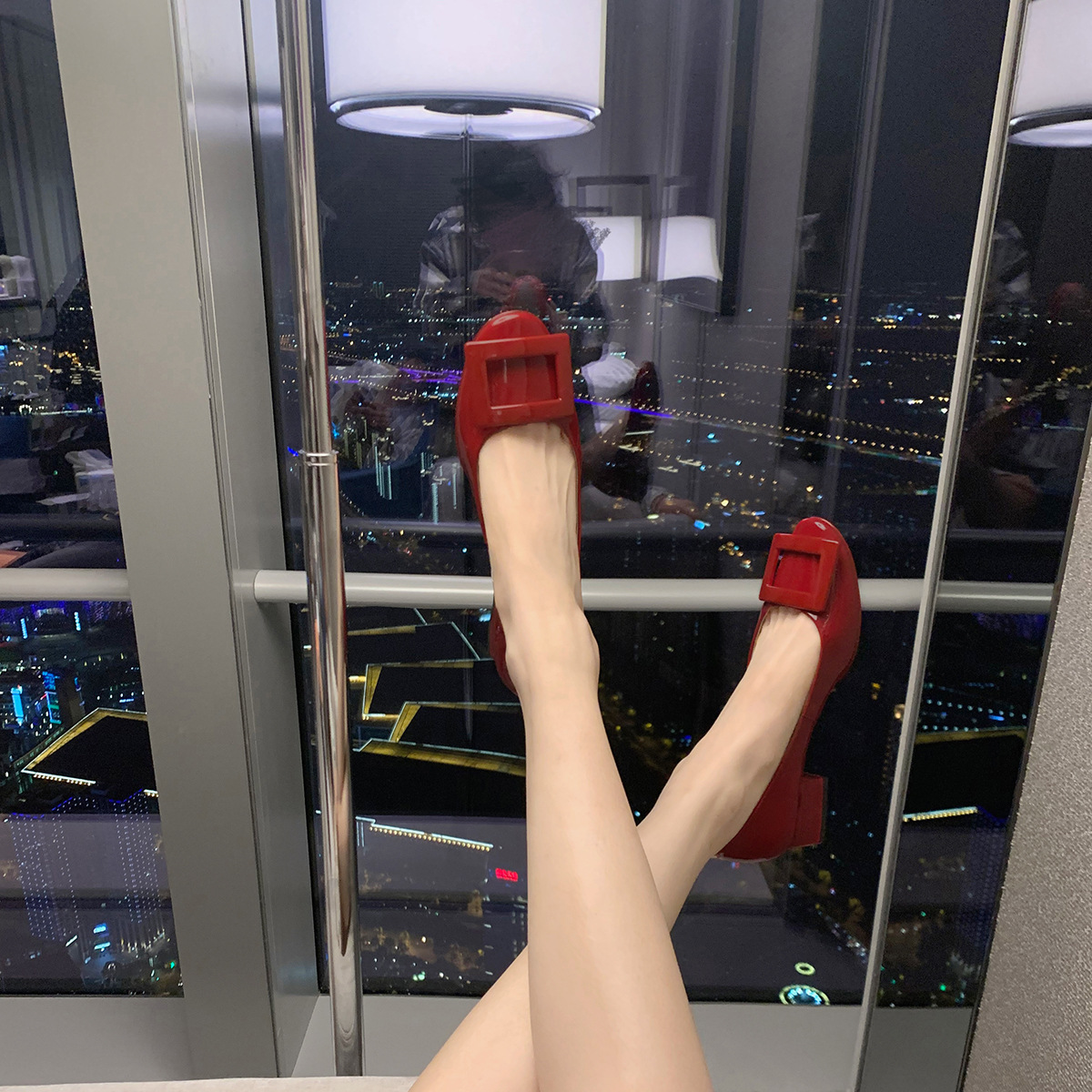 Luxury Metal Buckle Pumps Women Brides Wedding Shoes Med-High Heels Traf Chunky Heeled Shoes Ladies Office Dress Tacones Femme