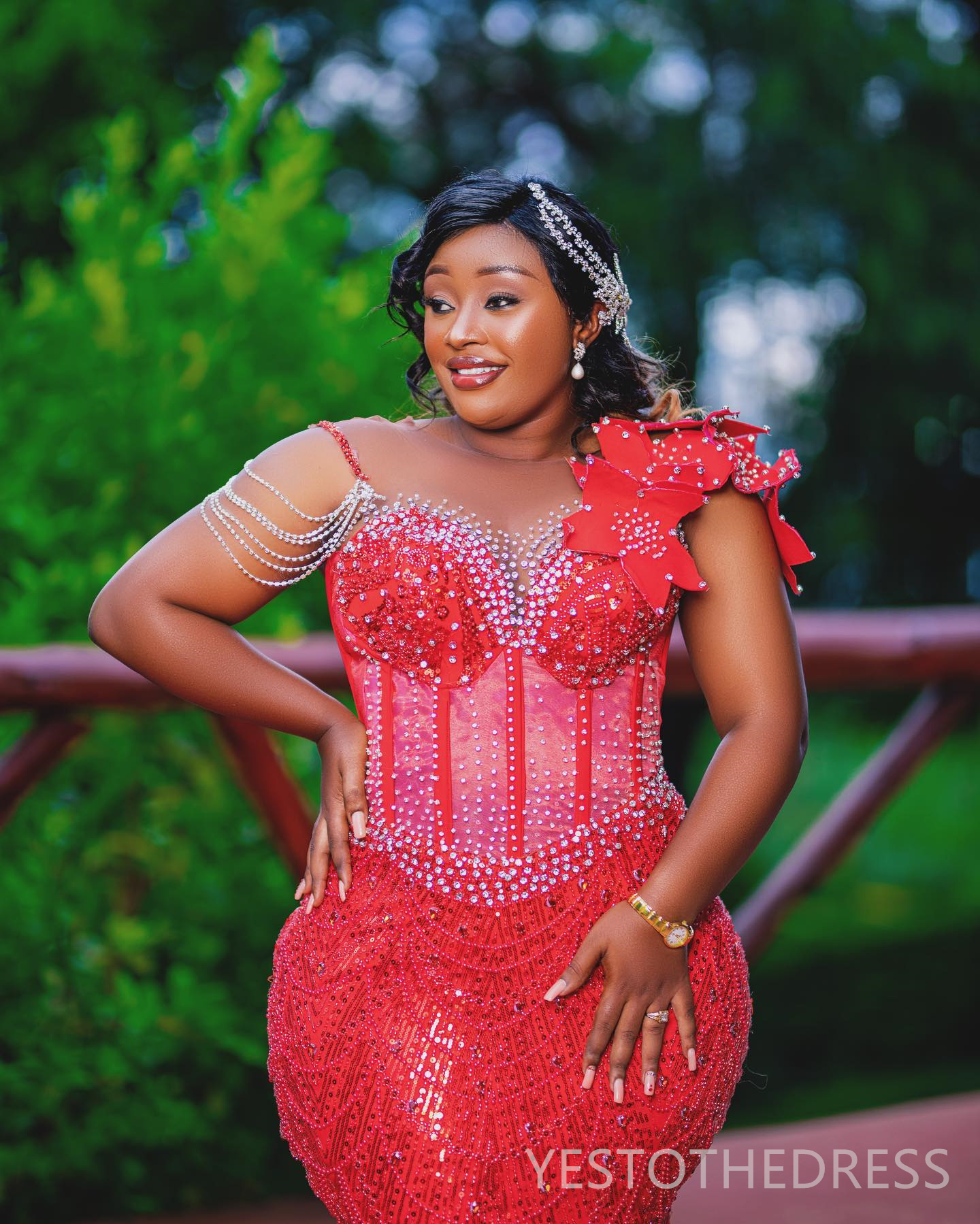 R&W 2024 Plus Size Red Prom Dress Evening Dresses Elegant Mermaid Promdress Formal Gowns Sheer Neck Long Sleeves ra Beaded Lace Tassel Birthday Recept