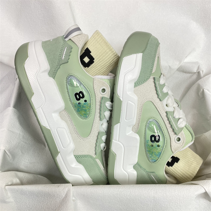 Women's thick soled height increasing versatile Hong Kong style sports and leisure shoes