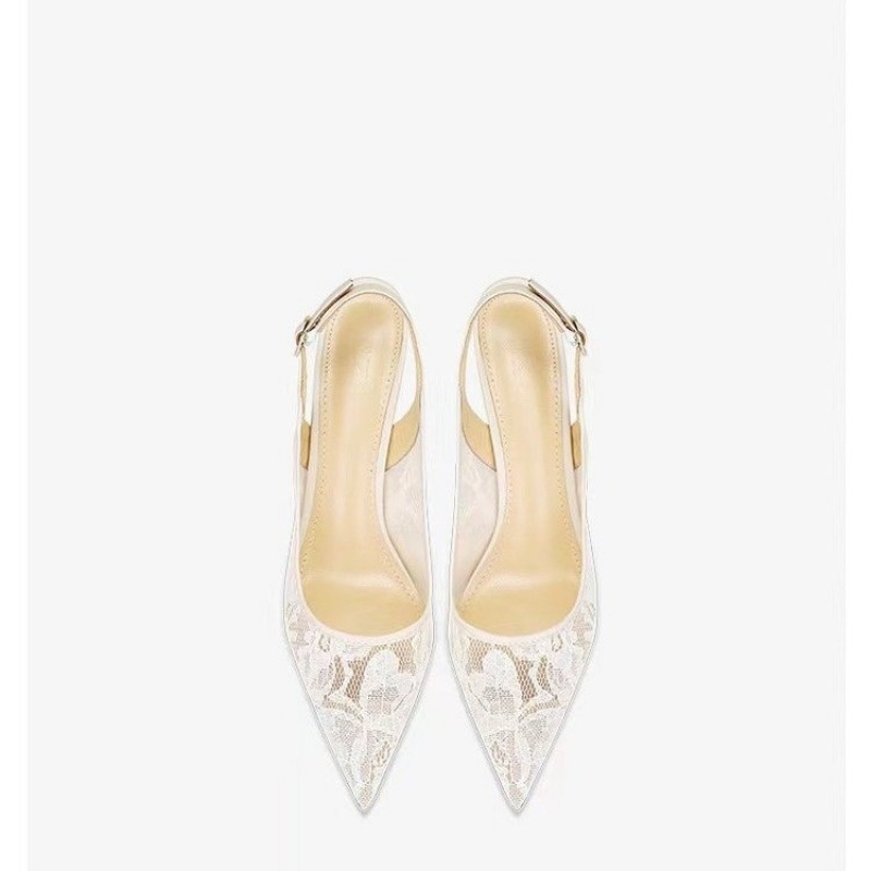 Women's Lace High Heel Sgback Sandals - Sexy Pointed Toe Cutouts Thin Heels for Summer