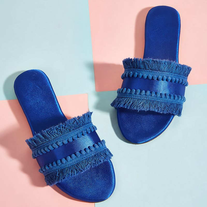 Summer Tassel Slipper for Women Fashion Flat Casual Sandals Luxury Designer Mules Flat Bohemia Beach Shoes Sandalias De Mujer