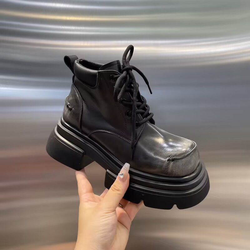 Women's Designer Punk Motorcycle Boots 2024 Autumn Winter Fashion Side Zipper Ankle Boots Woman Platform Shoes Bota De Vaqueiro