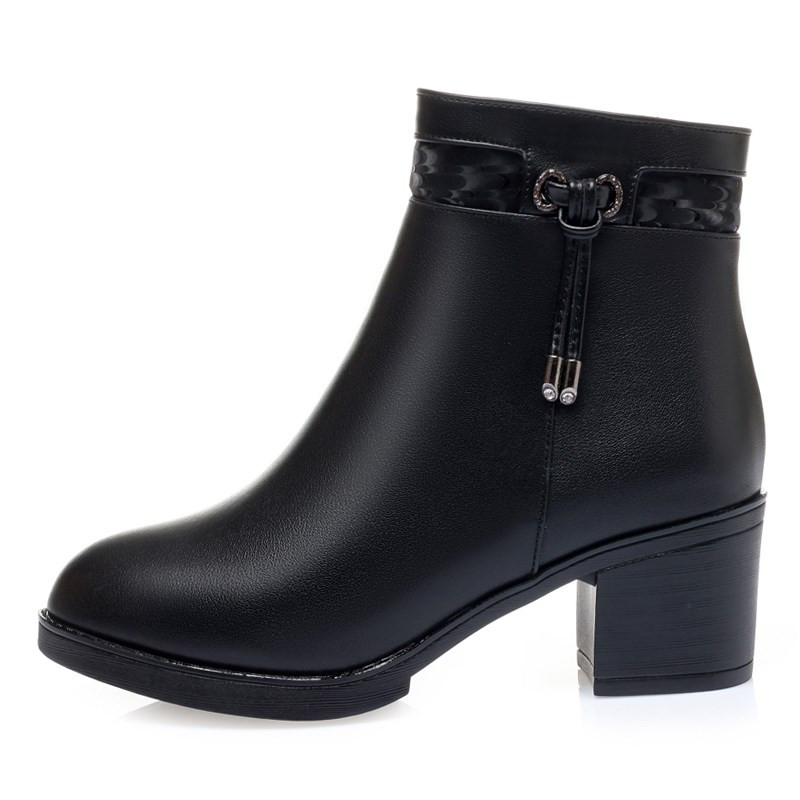 AIYUQI Women Winter Boots Non-slip 2024 Genuine Leather Fashion Wool Warm Women Ankle Boots Large Size High Heels Shoes Boots