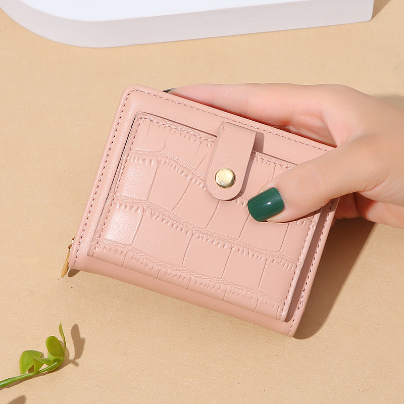 Western style women's designer Korean version classic retro woven pattern multifunctional wallet short simple and elegant multi card slot card ba
