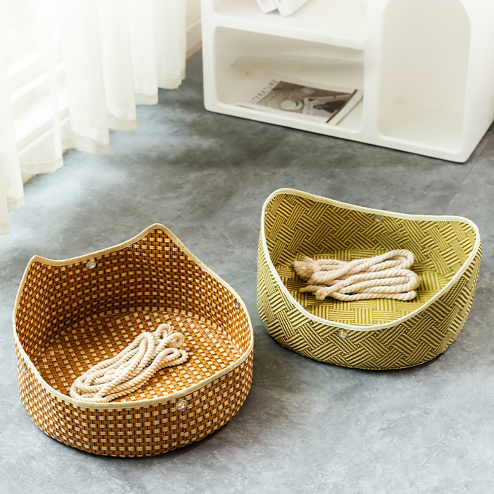 Cat Bed Cat Hammock Bed Hanging Cat Bed Grass Woven Cat Bed, Adjustable Hanging Cat Nest Sleeping Bed With Hook and Ropes