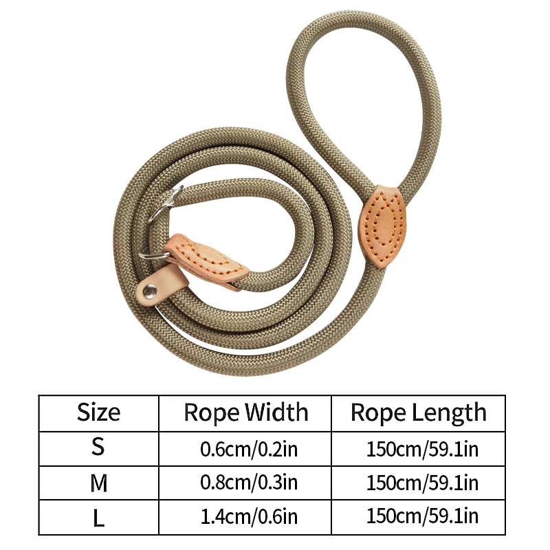 Dog Leash Slip Rope Lead Leash Heavy Duty Braided Rope Adjustable Loop Collar Training Leashes For Medium Large Dogs Accessories