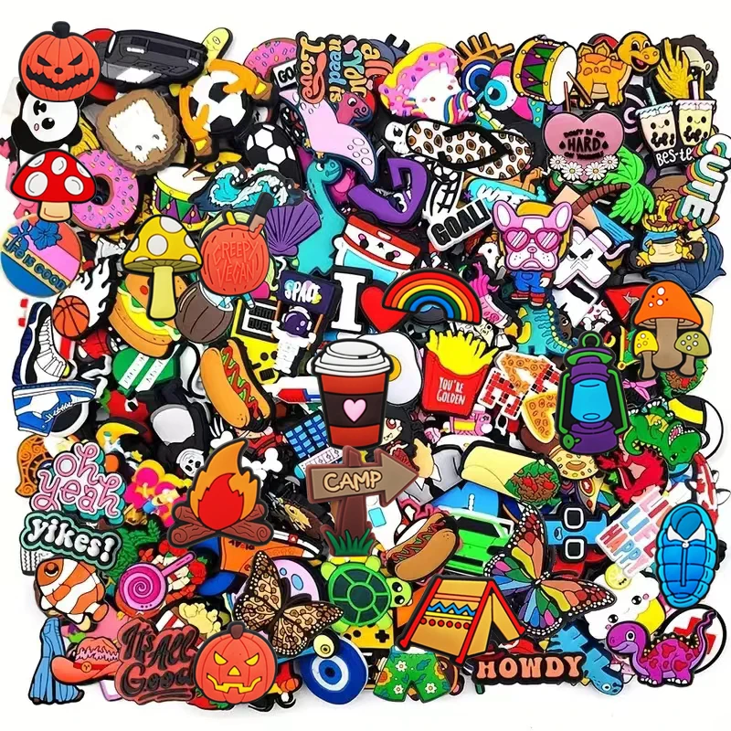 Charms 8/30/60/100/200/400pcs Random Series Set For Clogs Bogg Bubble Slides Sandals, PVC Shoe Decorations Beach Bag