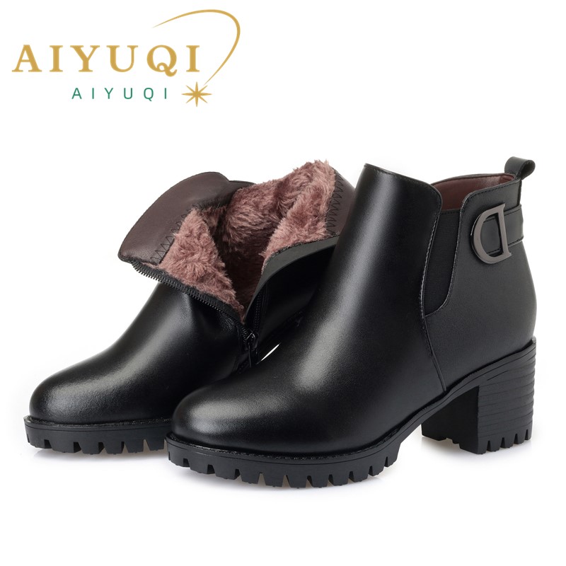 2024 AIYUQI Platform Heels Genuine Leather Big Size 41 42 43 Snow Trend Women Shoes Winte Mar Boots d8c4