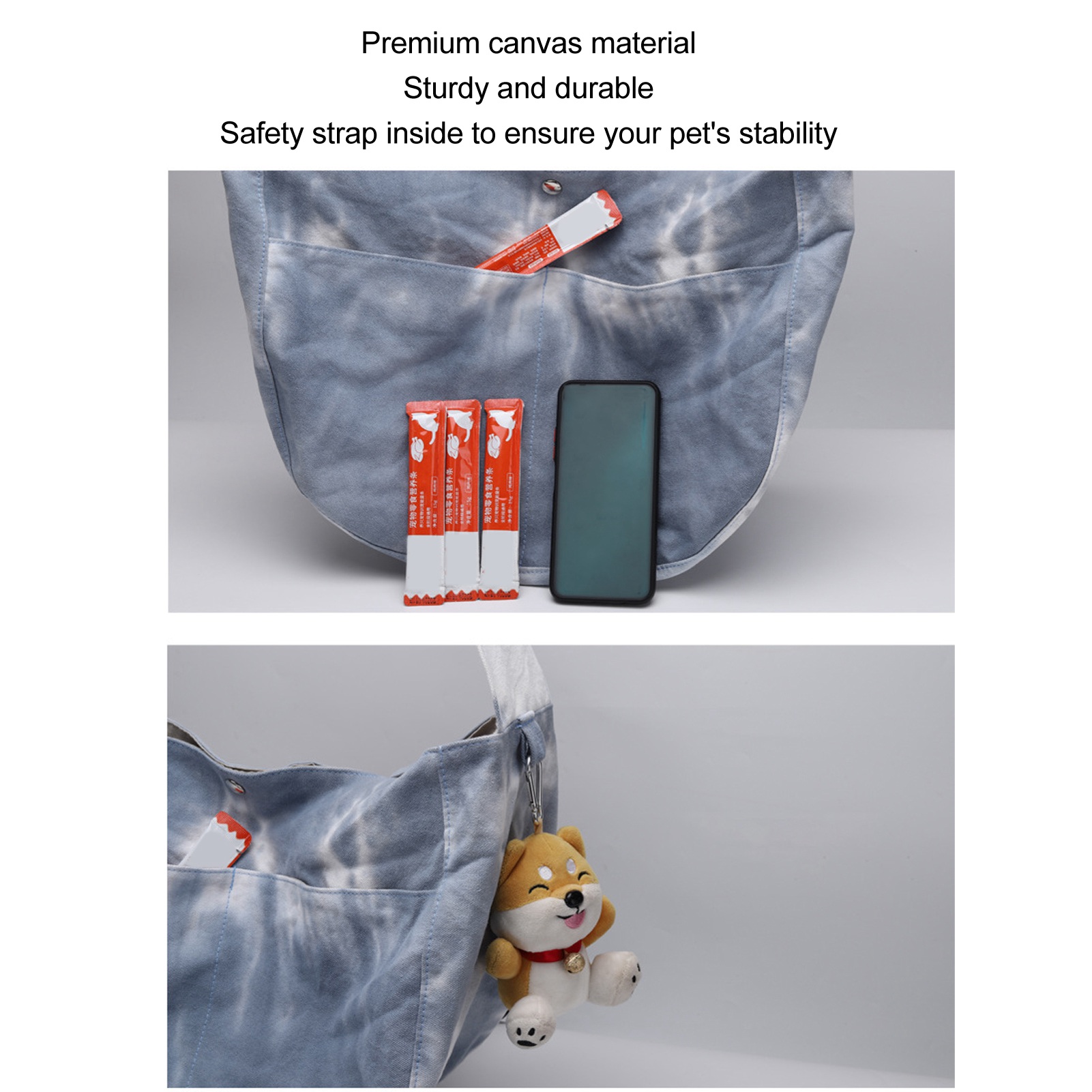 Pet Sling Carrier Breathable Safe Canvas Small Pet Shoulder Carrying Bag With Extra Pocket For Puppy Cat